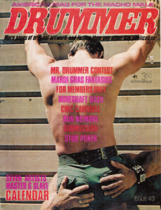 Capa da revista Drummer, edição número 43. Na capa encontramos o termo BDSM "master/slave".
